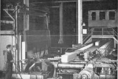 Ingot Leaving Furnace on Approach Tables to No 2 Blooming Mill [MA-5-14-1945]