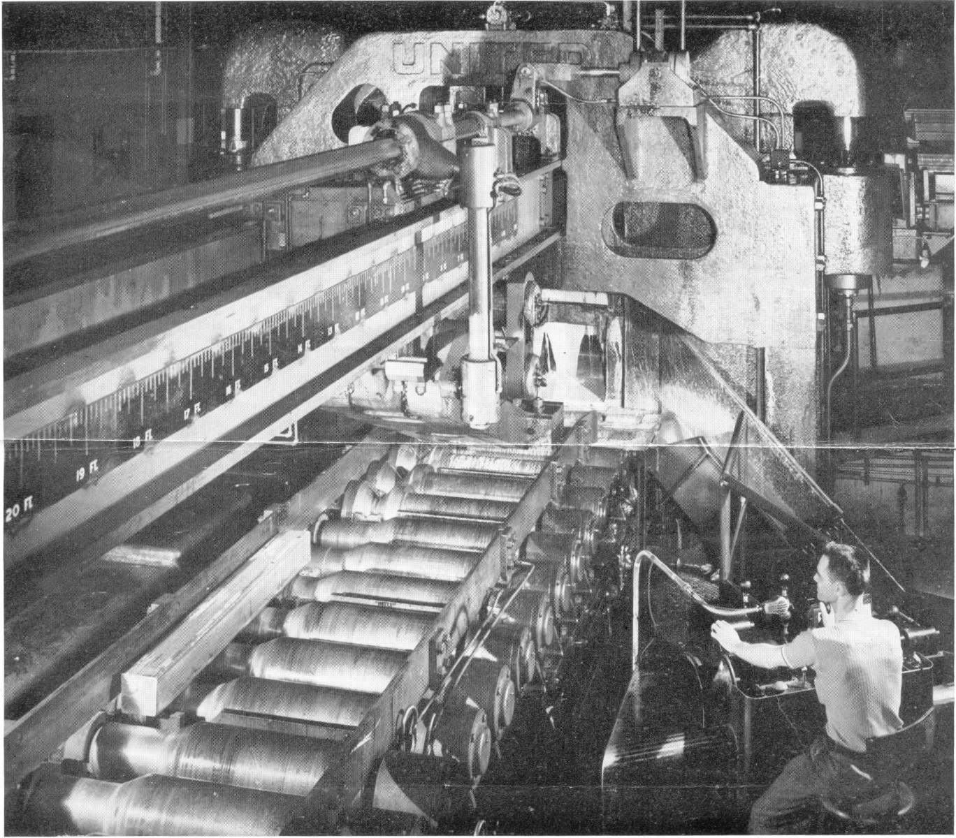 Shear Attached to Blooming Mill Cutting 6 Inch X 6 Inch Bloom [MA-1-23-1945]